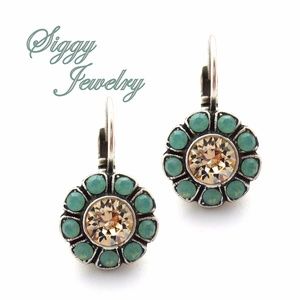 Swarovski® Crystal Flower Earrings, Mint and Silk